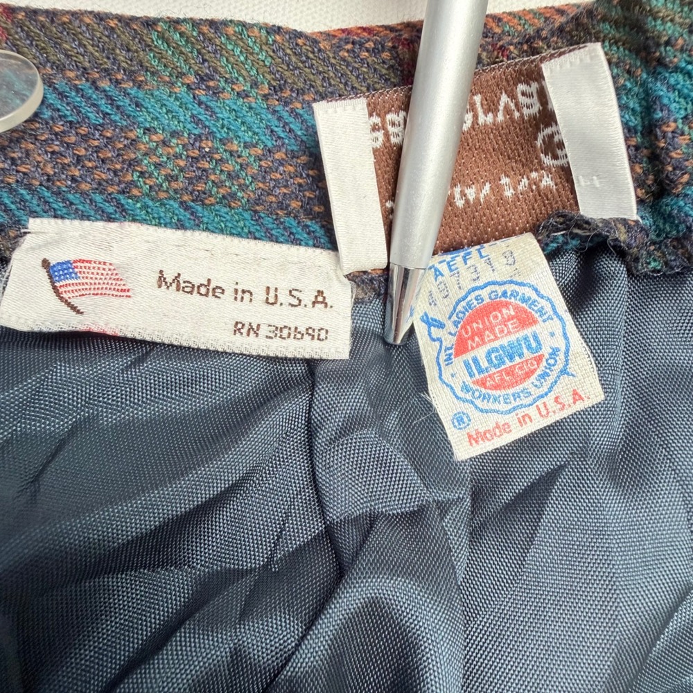 Vintage Wool Plaid Midi Skirt Small Tartan Preppy Career High Waist Union Made - Picture 5 of 12